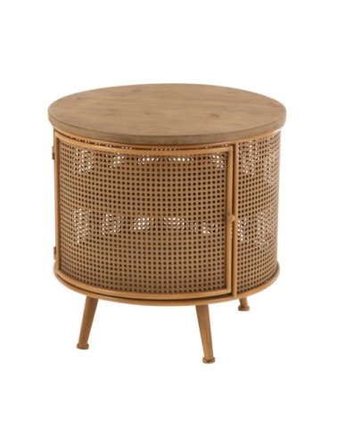 Table d'appoint ronde effet cannage