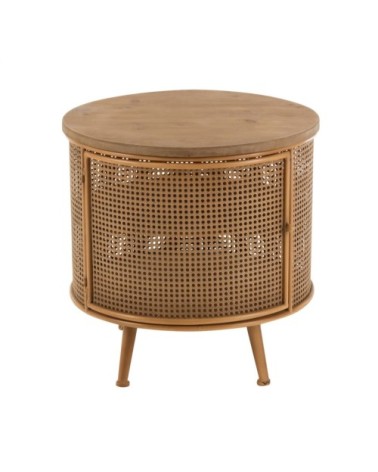 Table d'appoint ronde effet cannage