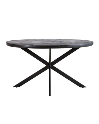 Table à manger ronde 140cm en bois et métal noir