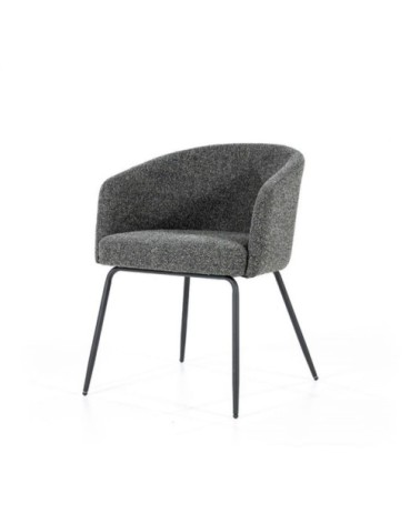 Chaise salle à manger en tissu bouclé gris anthracite
