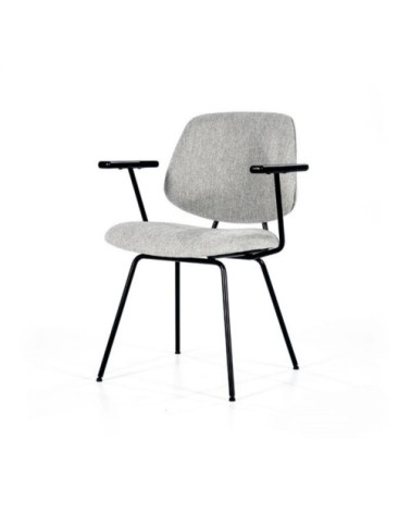 Chaise moderne avec accoudoirs en tissu gris