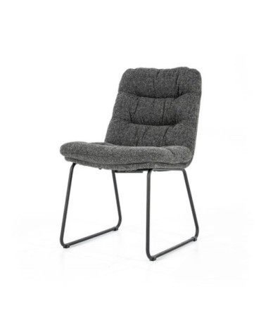 Chaise moderne rembourrée en tissu matelassé gris anthracite