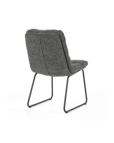 Chaise moderne rembourrée en tissu matelassé gris anthracite