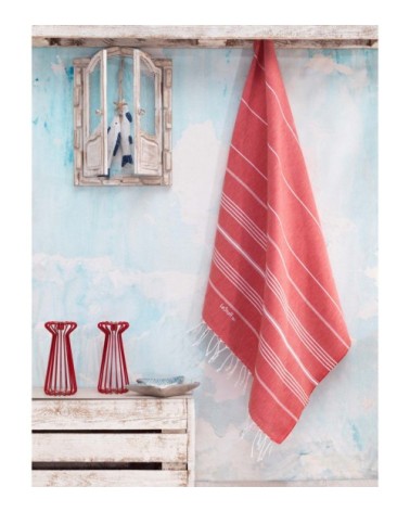 Fouta en coton peigné BIO Rouge 95 x 180 cm