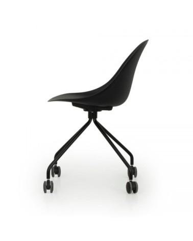 Chaise de bureau design à roulette en plastique noir