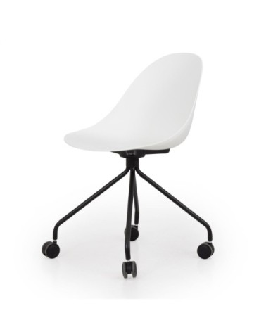 Chaise de bureau design à roulette en plastique blanc