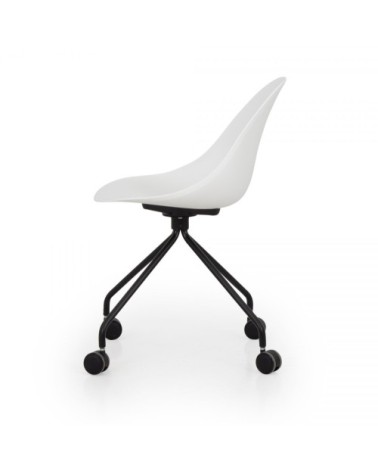 Chaise de bureau design à roulette en plastique blanc