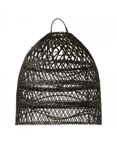 Abat-jour lanterne en rotin naturel noir