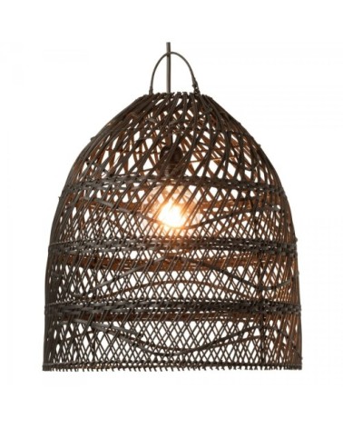 Abat-jour lanterne en rotin naturel noir