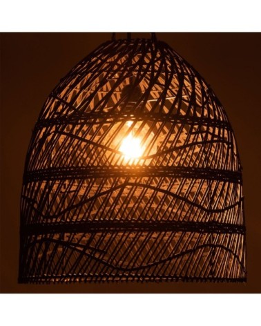 Abat-jour lanterne en rotin naturel noir