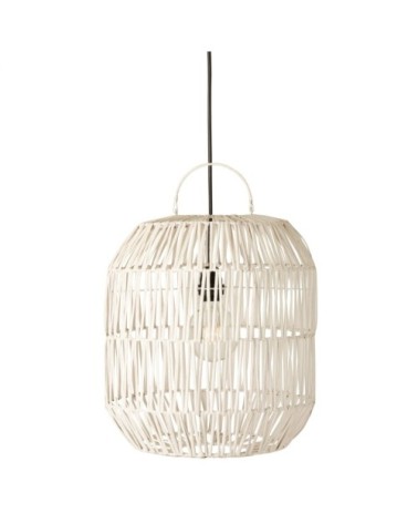 Abat jour cylindrique en rotin blanc