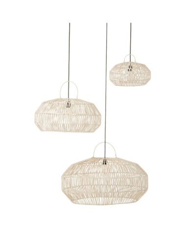 Set de 3 abat jour en rotin blanc