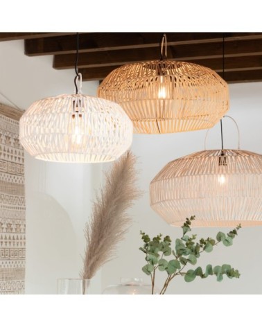 Set de 3 abat jour en rotin blanc