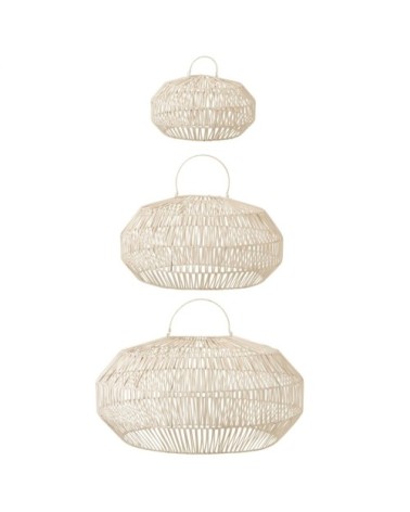 Set de 3 abat jour en rotin blanc