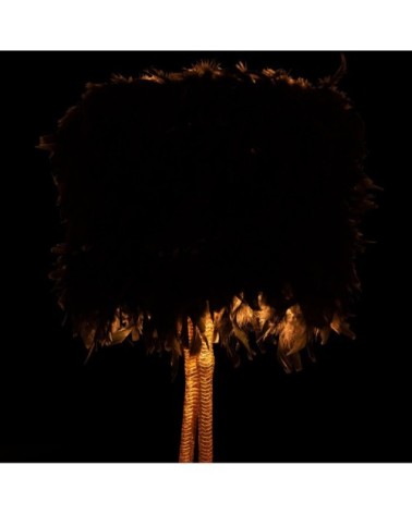 Lampe art déco abat-jour plumes et pied métal doré