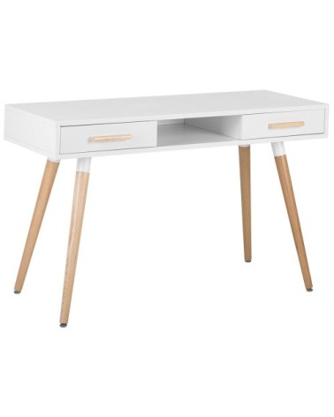 Table de bureau blanche et bois clair