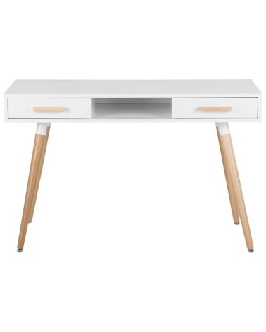 Table de bureau blanche et bois clair