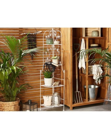 Étagère angle de jardin blanche 4 niveaux
