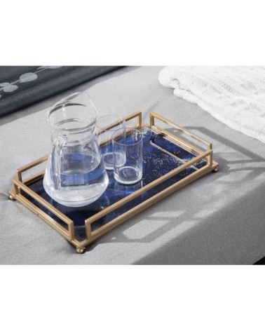 Plateau bleu à motif aquarelle