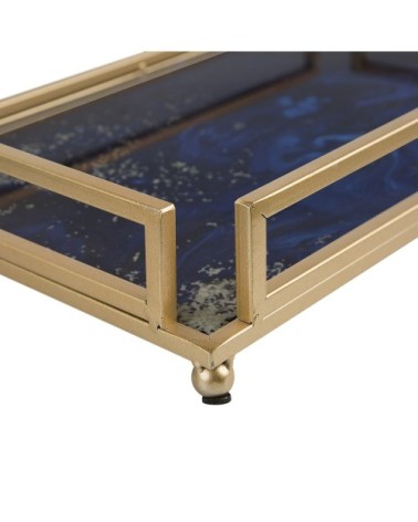 Plateau bleu à motif aquarelle