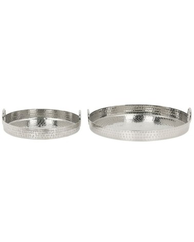 Lot de 2 plateaux décoratifs argentés