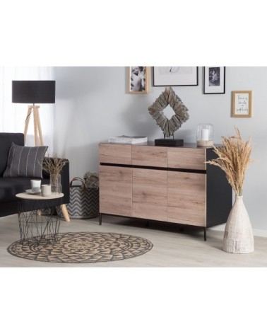 Commode noire et bois