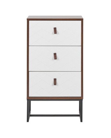 Commode effet bois foncé et blanche 3 tiroirs