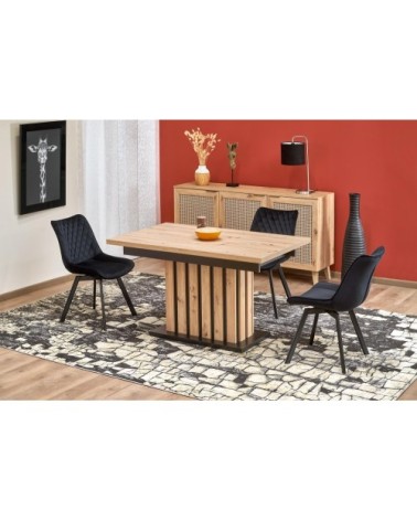Table à manger extensible chêne et noir 130cm