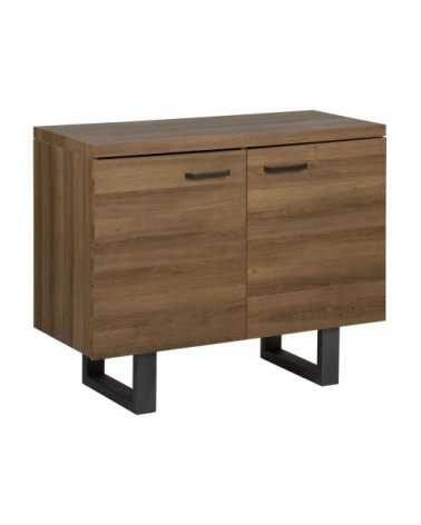 Commode 2 portes effet bois foncé