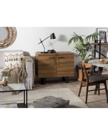 Commode 2 portes effet bois foncé