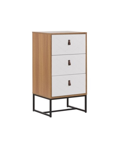 Commode effet bois clair et blanche 3 tiroirs