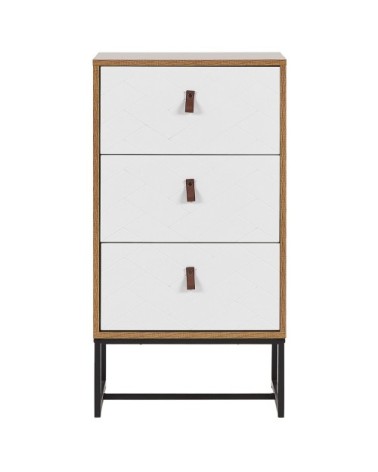 Commode effet bois clair et blanche 3 tiroirs