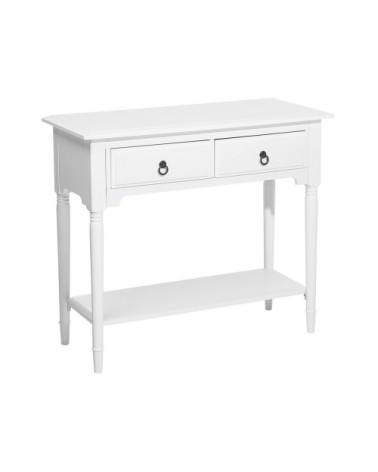 Console blanche avec 2 tiroirs