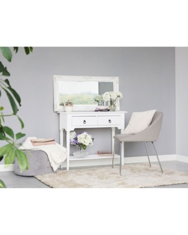 Console blanche avec 2 tiroirs