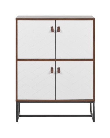 Commode effet bois foncé et blanche 4 portes