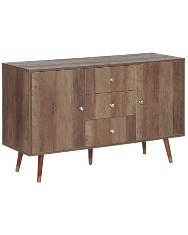 Commode effet bois clair 3 tiroirs 2 portes