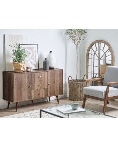 Commode effet bois clair 3 tiroirs 2 portes