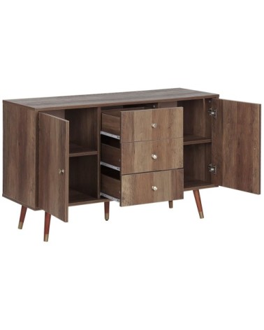 Commode effet bois clair 3 tiroirs 2 portes