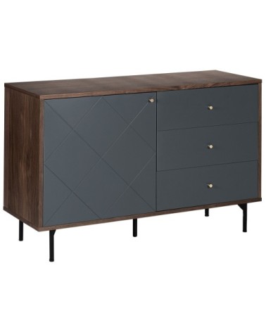 Commode grise et effet bois foncé