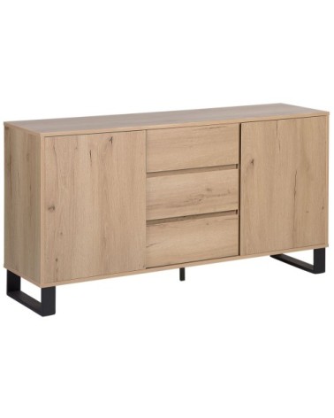 Commode effet chêne avec tiroirs et compartiments