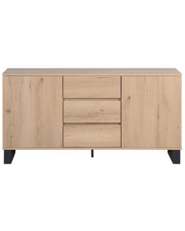 Commode effet chêne avec tiroirs et compartiments