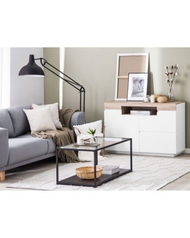 Commode blanche et effet bois clair