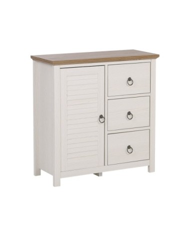 Commode crème et effet bois foncé