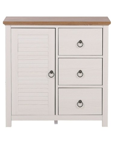 Commode crème et effet bois foncé