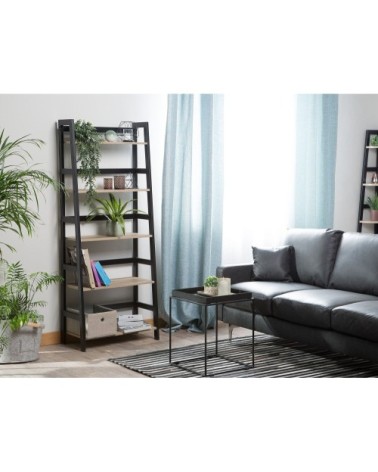 Étagère 5 étages effet bois clair et noir