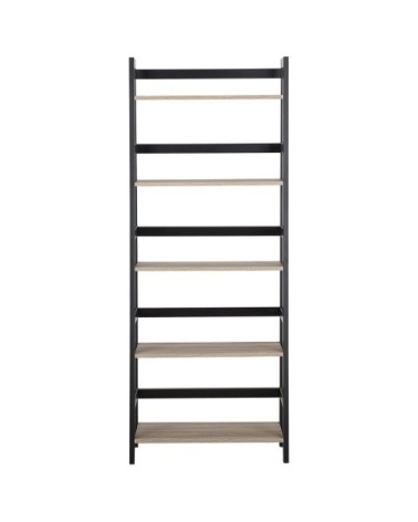 Étagère 5 étages effet bois clair et noir