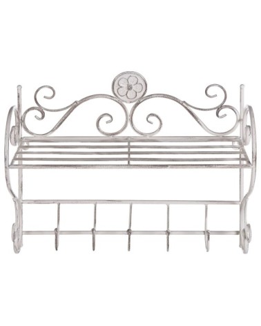 Étagère murale de salle de bain blanche effet vieilli