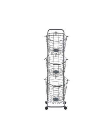 Étagère pour paniers métalliques à 3 étages gris