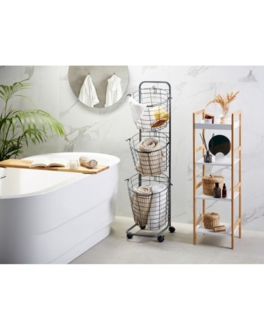 Étagère pour paniers métalliques à 3 étages gris
