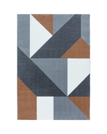 Tapis géométrique à poils ras camel 80x150cm